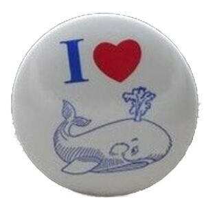 I Love (Heart) Whales 1.25" Pinback Button Vintage